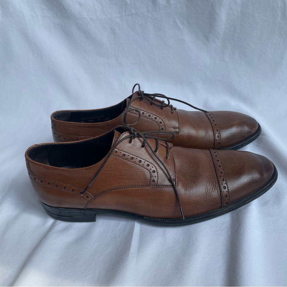Ermenegildo Zegna US 9 brown leather Oxford shoes lace up men’s